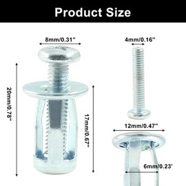 Dijedev 20 Pcs Hollow Door Anchors, M4 x 20 Hollow Metal Cavity Fixing Hollow Wall Anchors, Extra Short Hollow Wall Anchors for Aluminium cladding Sheet Steel Pipe, Iron Sheet, Hollow Plastic Sheet