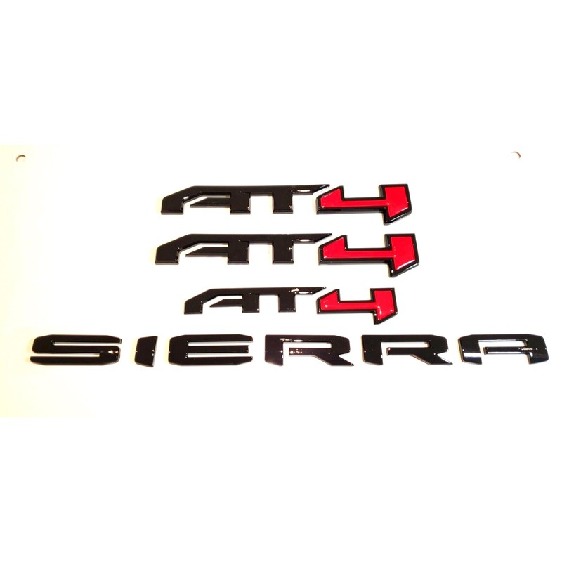 6Pcs Kits AT4 HD Emblem Sierra Door Rear Badge Replacement