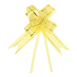 M METERXITY 100 Pack Pull Bows - Gold Thread Style Present Wrap String Bow, (10" Yellow)