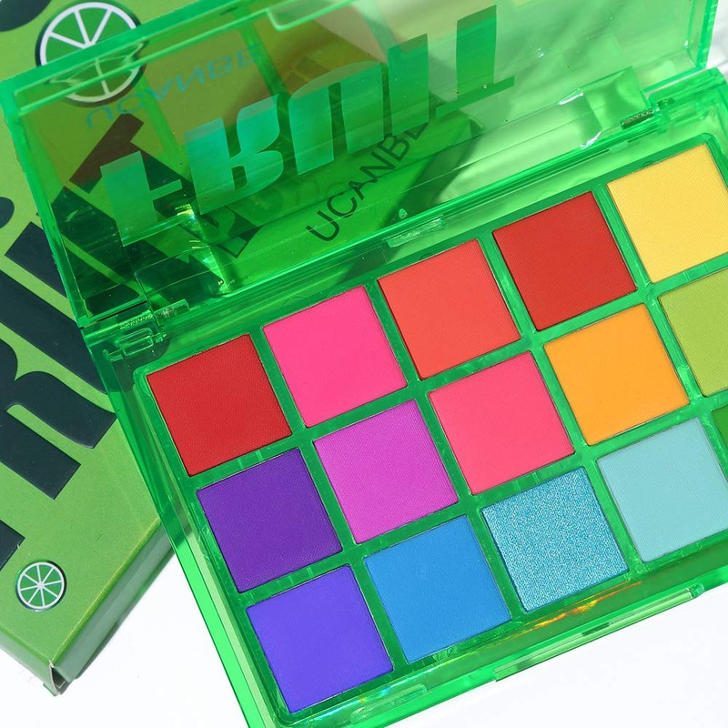 UCANBE Bright Colorful Neon Rainbow Makeup Eyeshadow Palette 15 Shades
