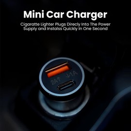 Dual Port Fast Car Charger with GPS Tracker - For I-phones Device & Mini Locator, Multi-USB Charging for Vehicles, Works with App and No Subscription Needed, Plug & Play