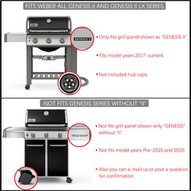 67445 Grill Wheels Replacement Parts for Weber Wheels Genesis II and Genesis II LX 200 300 400 600 Series GS4 Grill(Model Years 2017 and Newer) Weber II E-310 8 Inch Plastic Black BBQ Wheel Kit 2Pcs