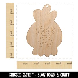 Sniggle Sloth Chicken Rooster Face Doodle Unfinished Craft Wood Holiday Christmas Tree DIY Pre-Drilled Ornament