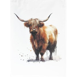 Half a Donkey The Highland Cow Large Cotton Tea Towel