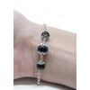 Silver Bracelet on Coccu, Silver, Obsidian