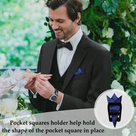 GHTIYLP Pocket Squares, Handkerchiefs with Pocket Squares Holder Solid Color Hankies for Wedding Churches 12in (navy)