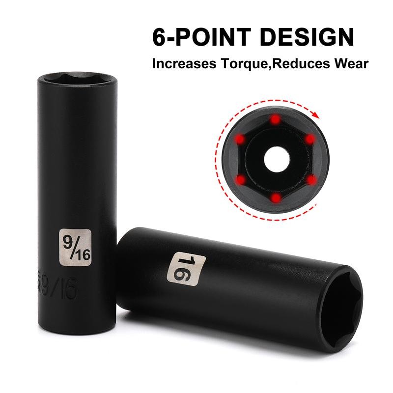 49 Pieces 3/8" Drive Impact Socket Set, 5/16"-3/4", 8-22MM, SAE/Metric,