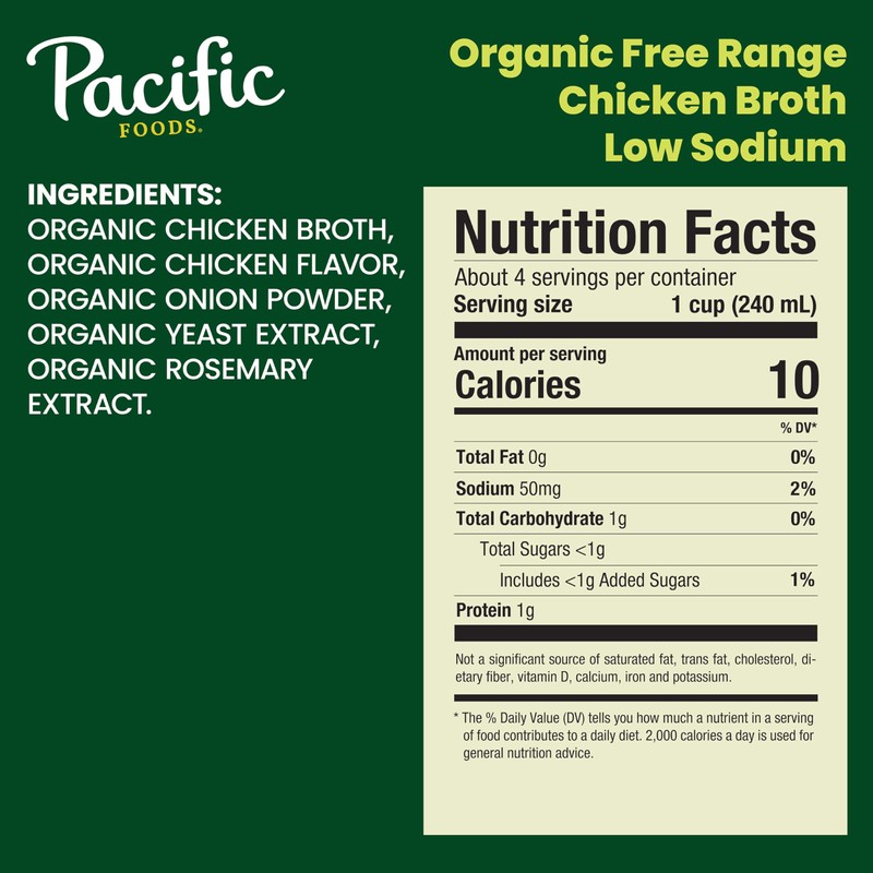 Pacific Foods Low Sodium Organic Free Range Chicken Broth, 32