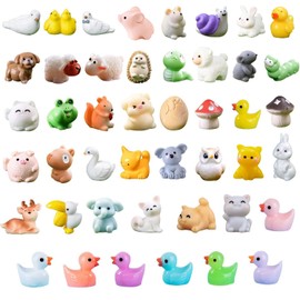 45Pcs Mini Resin Farm Animals, Tiny Resin Animals to Hide,Miniature Farm Figurines Animal Bulk for Dollhouse Decor Accessories Garden Landscape Aquarium Potted Party Toys DIY Office Classroom Activity
