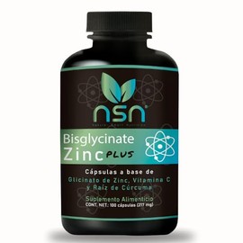 NSN | Bisglicinato de Zinc Quelado | 4x veces Mayor absorción | Formulado por la Dra. Friné Velázquez | con Cúrcuma y vitamina C | 100 Cápsulas