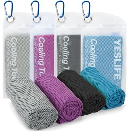 YESLIFE Paquete de 4 toallas de enfriamiento de 40 x 12 pulgadas, toallas de gimnasio para hombres y mujeres, toallas de entrenamiento suaves y transpirables para yoga, correr, deportes y más (azul,