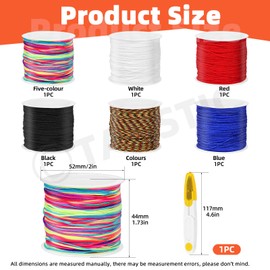 Tanstic 6 Rolls 0.8mm Nylon String Cords, Totally 330 Yards Chinese Knotting Cord, Nylon Beading Thread, Kumihimo Thread Blinds for Macrame, Friendship Bracelets, Jewelry Making, Bracelets
