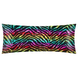 Rainbow Zebra Body Pillow Covers Decorative Soft Bedding Satin Pillowcase with Zipper Closure Cooling Breathable Long Pillow Case-21"x 54"