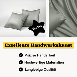 Seralino Lyocell Cushion Cover 80 x 80 cm, Green (Set of 2), 100% Eucalyptus Pillowcase 80 x 80 cm (Tencel), Soft High-Quality Cushion Cover with Zip, Oeko-Tex, Breathable, Allergy Sufferers