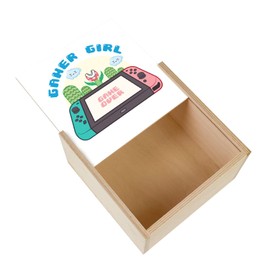 Fabulous Wooden Box - Gamer Girl Games Video Games Console Retro Gaming (11 x 11 x 3.5 cm)
