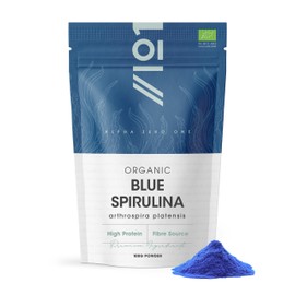Organic Blue Spirulina Powder 100g – 100% Pure Phycocyanin – No Added Sugar – Resealable and Recyclable Pouch – by Alpha01®
