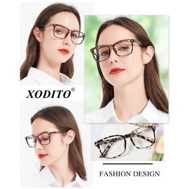 XODITO Blue Light Blocking Reading Glasses Women Computer Readers 1.0 1.25 1.5 1.75 2.0 2.25 2.5 2.75 3.0 3.5 4.0 5.0 6.0 (Leopard, 3.50)