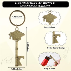 Ninehaoou 50 Sets Graduation Party Favor for Guest 2025 Graduation Cap Bottle Opener Keychain with Inspirational Cards Class of 2025 Gifts College Celebration School Party Supplies (Bronze)