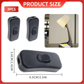 3-Pack Inline Lamp Cord Switches – Black Inline On/Off Toggle Switch for Table Lamps, DIY Lighting Projects, Replacement Electrical Cord Switch – Compact, Easy-Wire Design