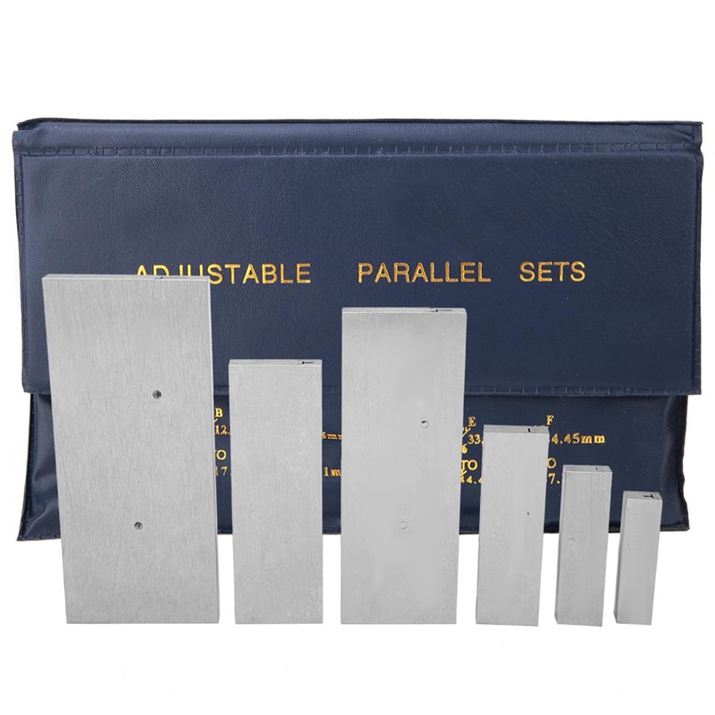 6 Pcs Steel Adjustable Parallel Block Set, 3/8~2-1/4in Adjustment Range,
