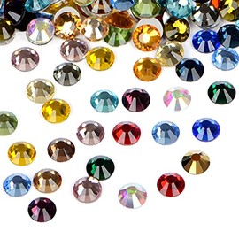 2880PCS Art Nail Rhinestones non Hotfix Glue Fix Round Crystals Glass Flatback for DIY Jewelry Making with one Picking Pen (ss8 2880pcs, MIX)