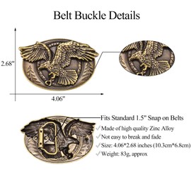BBOTEN Western Cowboy Belt Buckle for Men, Wild Soaring Eagle Belt Buckle, Oval Belt Buckle