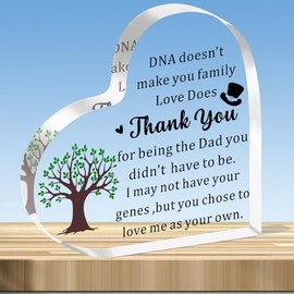 JMIMO Step Dad Gifts Step Dad Acrylic Heart Plaque Christmas Birthday Father’s Day Gifts for Step Dad Father In Law Stepfather Present from Daughter Son Kids