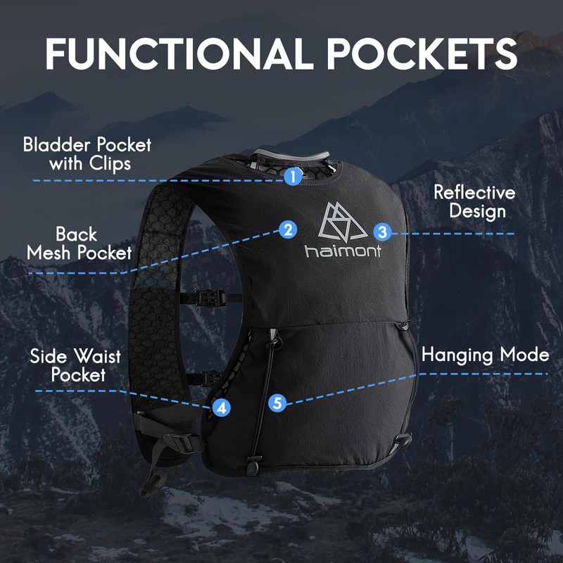 Haimont Hydration Running Vest with 2 Soft Flasks for Hiking