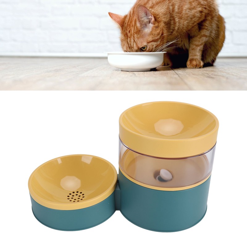 Pet Double Bowl Water Dispenser 1L Neck Protection Anti Tip
