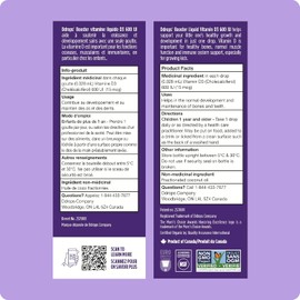 Ddrops Booster Liquid Vitamin D3 Supplement for Kids & Adults 600 IU 180 drops - Supports Strong Bones & Immune System