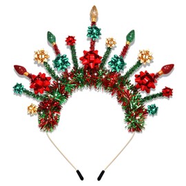 JERTOCLE Holiday Headband Glitter Tinsel Christmas Bow Bulb Headband Xmas Costume Accessory Christmas Party Supplies Festival Gifts for Women