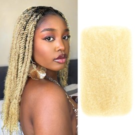 Afro Kinkys Bulk Human Hair, 20 Inch 50G/Pack Soft 4C Afro Kinky-Curly Human Hair Bulk for Twist Dreadlocks Extensions Repair Locs 613 Blonde 1 Pack (613, 20 inch)