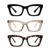 AMOMOMA 3 Pack Trendy Oversized Blue Light Stylish Readers for