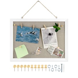 GDMINLO Cork Bulletin Board, with Linen 1-Pack Double-Sided, 16''X 12''Picture Display Vision Board Kit Corkboards for Wall School Office Decorative Hanging 10 Pushpins