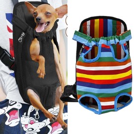 Pet Carrier Backpack, Adjustable Pet Cat Dog Carrier Backpack Travel Bag, Legs Out,Dog Carrier for Hiking Camping Travel, Sling Bag for Small Medium Dog Cat (Rainbow, X-Large (10-15LBS))