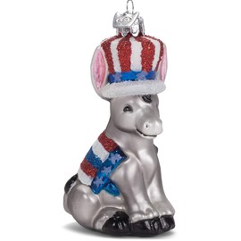Kurt Adler NB1592 Noble Gems Political Donkey Hanging Ornament, 4-inch Height, Glass