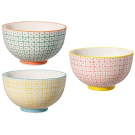 Bloomingville Carla Spring Retro Dessert Bowls Bowl Vintage Diameter 11.5 cm Green Pink Yellow Ceramic Set of 3 Holds Approx. 280 ml