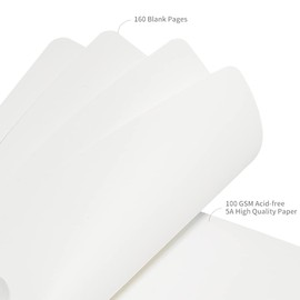 JOYEUX Blank Journal Notebook, A5, 160 Pages 100 Gsm Thick Sketch Books Hardcover Journal for Writing, 5.7 inches x 8 inches Notebooks for Work (Blank)