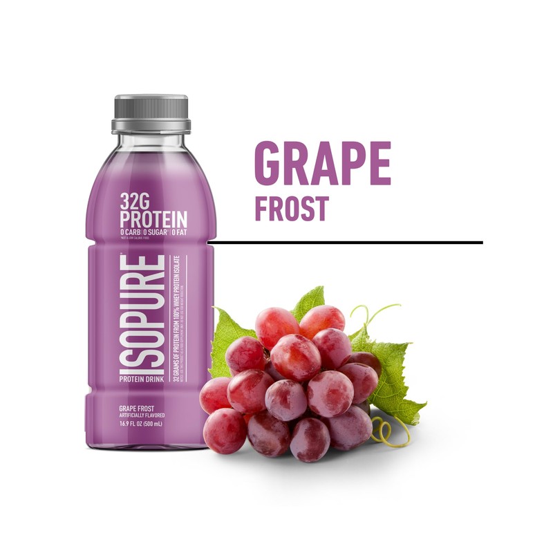Isopure 32g Whey Protein Isolate Drink, Grape – Zero Carb,