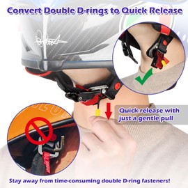 iGuerburn Motorcycle Helmet Quick Release Buckle Kit, Stainless Steel Motorcycle Helmet Accessories Chin Strap Buckle for D-Ring Helmets, Easy to Disconnect Even with Gloves (Red)