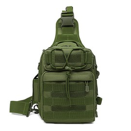 HUNTVP Taktische Brusttasche Militär Schultertasche Wasserabweisend Sling Rucksack Crossbody Bag Multifunktion für Angeln Sport Camping Radfahren Outdoor,Grün