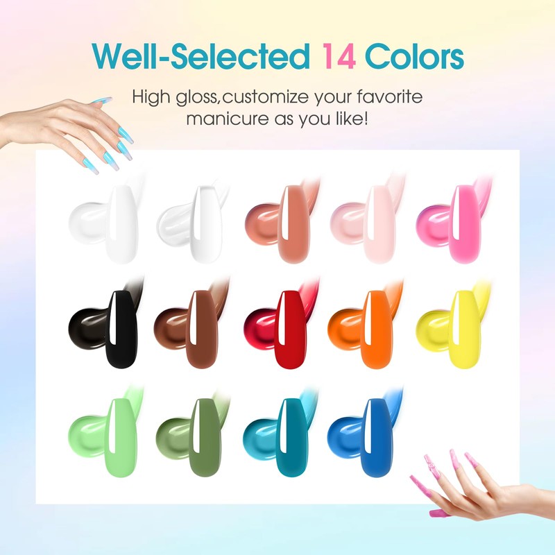ROSALIND Poly Nail Gel Colors Kit -14 Colors +72 Nail