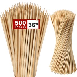 Suclain 500 Pcs Marshmallow Roasting Sticks 36" Long 5mm Thick, Smores Sticks Bamboo Skewers BBQ Kabob Grilling Barbecue Roasting Camping for Outdoor Fire Pits Campfires