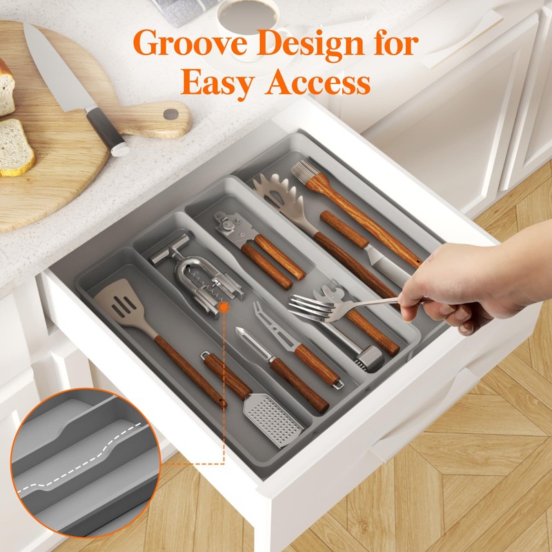 Lifewit Utensil Drawer Organizer, Expendable Cooking Silverware Tray for Kitchen