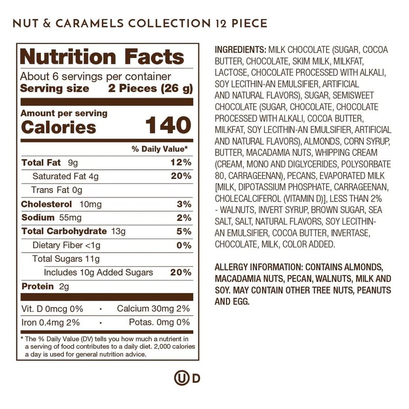 Ethel M Chocolates 12-Piece The Nuts & Caramels Collection, Premium