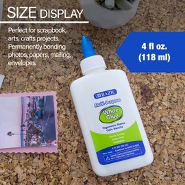 BAZIC Products White Glue 4 Oz. (118 mL), All Purpose Adhesive Bond Photo DIY Craft Slime Making, for Office School Home Art Projects, 1-Pack
