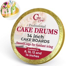 Cakebon Cake Boards - Sturdy 1/2 Inch Thick Drums - 14 Inch Professional Smooth Straight Edges Gold 1-Pack