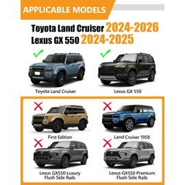 KINGGERI 300LBS Roof Rack Cross Bars Compatible with Toyota Land Cruiser 250 2024-2026 & Lexus GX550 2024 2025 (Not for Flush Rails), Lockable Aluminum Heavy Duty Crossbar Matte Rooftop Luggage