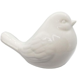 realideas New White Bird Figurine, Ceramic Chubby Bird Figure Cottage Animal Bird Statue Decorations for Home Garden Decor Accents