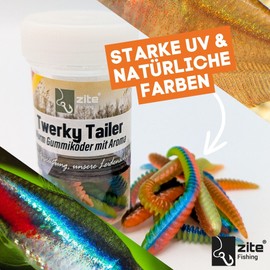 Zite Fishing Twerky Tailer Trout Bait Rubber 3-in-1 Rubber Bait Trout Made in Germany Phthalate Free Garlic & Cheese Aroma Trout Fishing Bait & Spoons Alternative (Nature Mix Cheese)